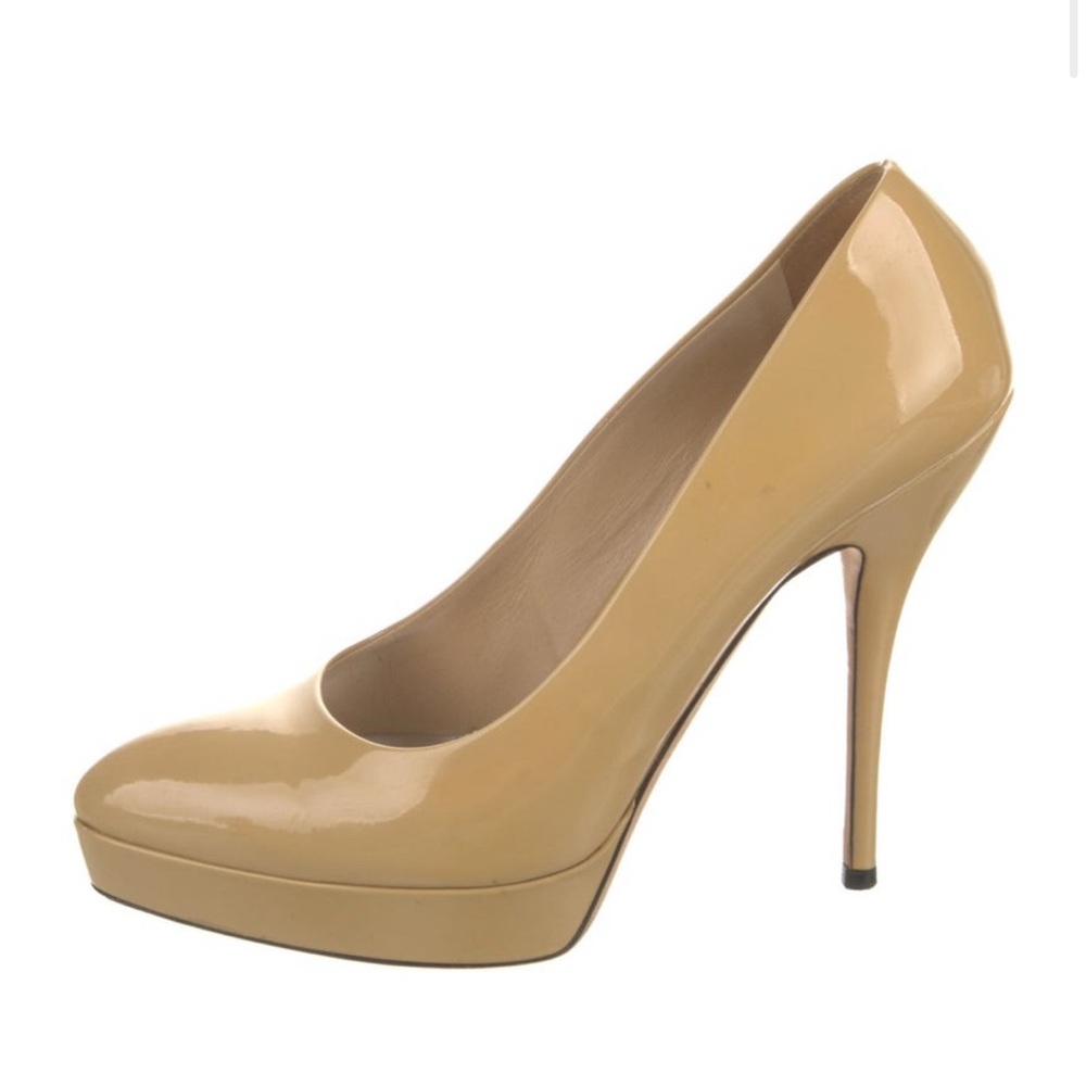 Gucci Nude Patent Platform Heels